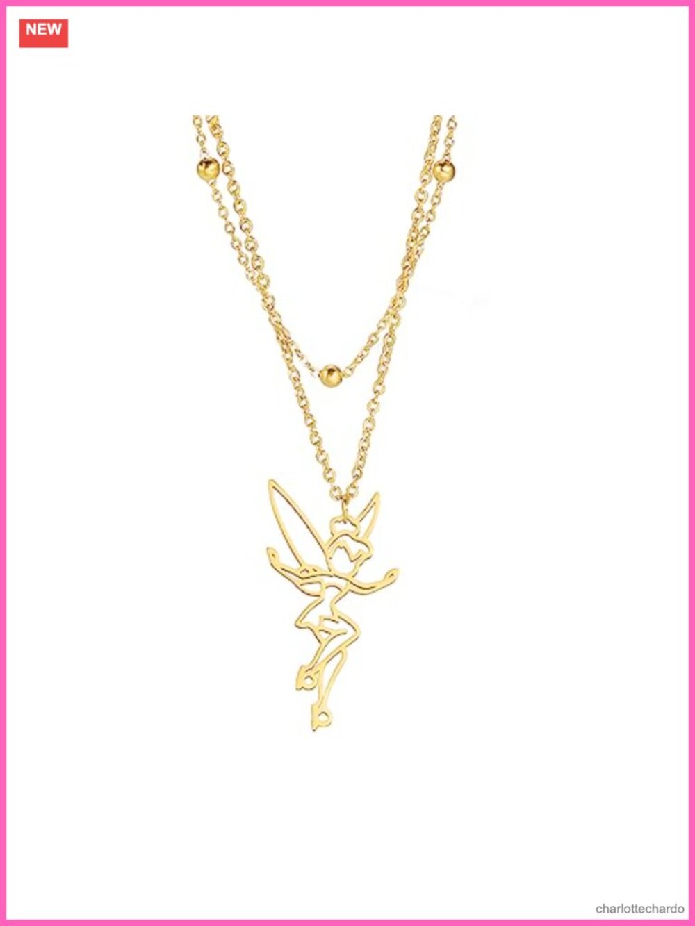 Pixie Fairy Tinkerbell Silhouette Stainless Steel Pendant Necklace